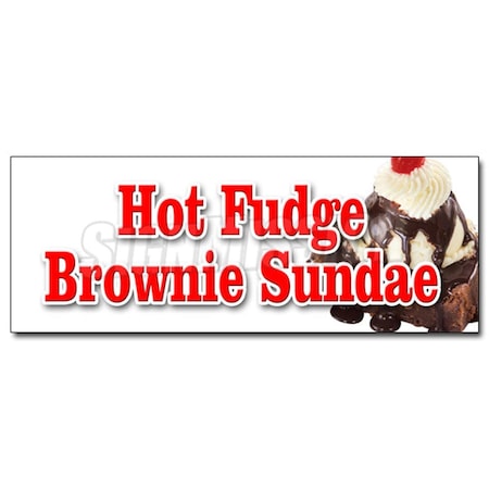 Amistad 24 in. Hot Fudge Brownie Sundae Decal Sticker - Ice Cream Dessert Cones Fresh Made AM3920868